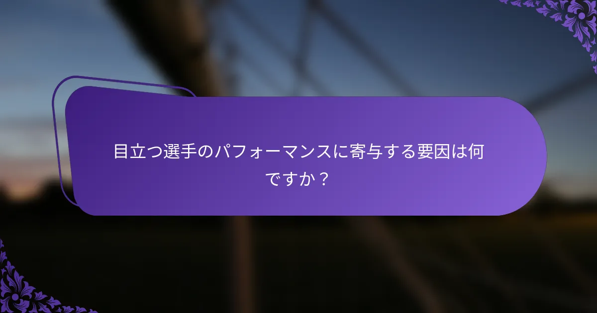 目立つ選手のパフォーマンスに寄与する要因は何ですか?