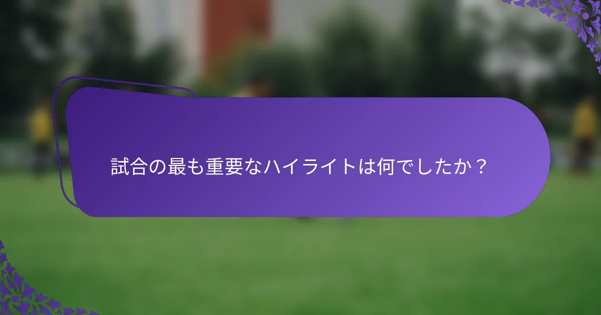 試合の最も重要なハイライトは何でしたか？